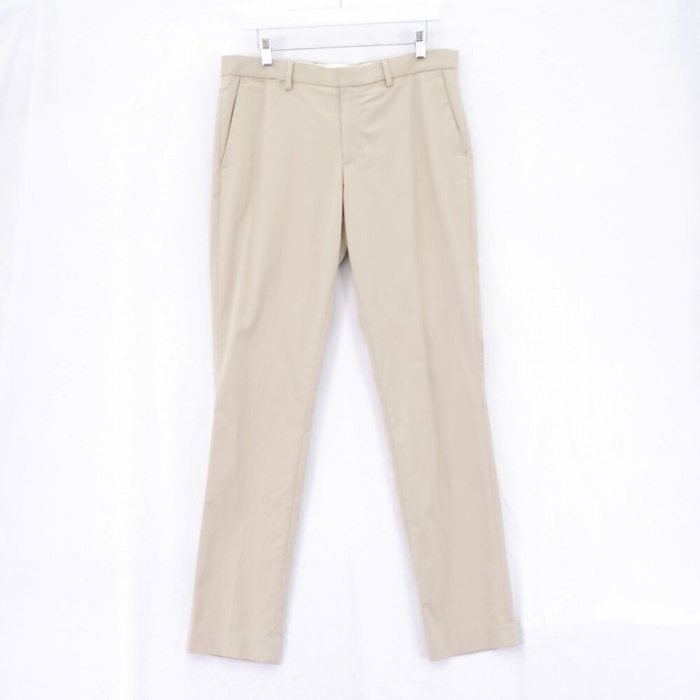 Express Innovator Cotton Flat Front Khaki Tan Mid Rise‎ Chino Pants 35 / 33